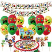 DUŻY ZESTAW URODZINOWY SUPER MARIO BROS BALONY TOPPERY GIRLANDA NA IMPREZE
