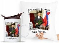 Zestaw Poduszka + Kubek Po Platforma Donald Tusk Z Nadrukiem Ze Zdjęciem