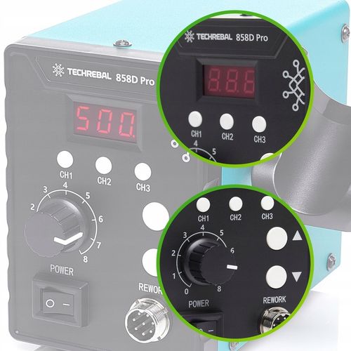 STACJA LUTOWNICZA HOT AIR GORĄCE POWIETRZE TECHREBAL 858D PRO 700W na Arena.pl