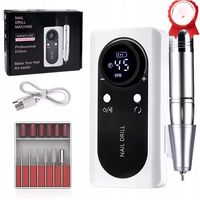 FREZARKA DO PAZNOKCI Manicure MOCNA + FREZY 45000RPM AKUMULATOR PEDICURE V2