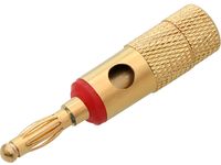 Wtyk banan ZŁOTY skręcany DUŻY CZERWONY