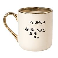 KUBEK "PSIURWA MAĆ" Wzór - Elegant Kremowo-Złoty 330 ml