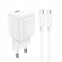 Mini Ładowarka sieciowa PD 30W GaN + kabel USB-C biała