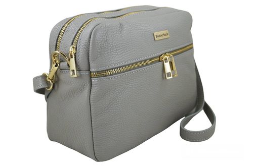 Pojemna torebka skórzana dwukomorowa - Szara jasna na Arena.pl