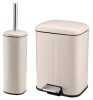 Zestaw łazienkowy kosz 5L wolnoopadający + szczotka WC beżowy matowy loft