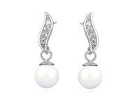 Delikatne rodowane wiszące srebrne kolczyki perły perełki cyrkonie srebro 925 Z1113E