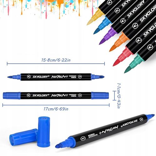 Markery akrylowe 24 kolory Wodoodporne markery z podwójną końcówką Prezenty na Arena.pl