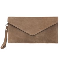 VERA PELLE torebka damska zamszowa kopertówka listonoszka V646 taupe