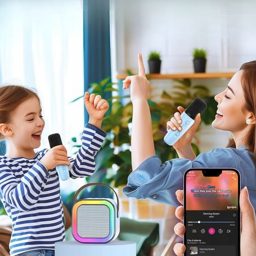 ZESTAW KARAOKE 2 MIKROFONY + GŁOŚNIK BEZPRZEWODOWY BLUETOOTH SUPER DŹWIĘK na Arena.pl