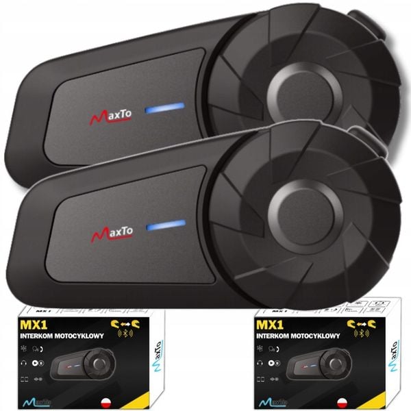 INTERKOM MOTOCYKLOWY BLUETOOTH MAXTO MX1 | BLUETOOTH|POLSKI LEKTOR zdjęcie 1