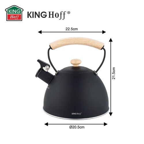 czajnik 2,5l z gwizdkiem kinghoff kh-1999 czarny mat na Arena.pl