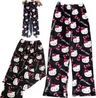 Spodnie damskie piżamowe dresowe Hello Kitty czarne ciepłe rozmiar L