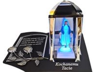 TATA TACIE ZNICZ LAMPION NA GRÓB KPL SREB SKOS SENTENCJA+FIGURKA LED