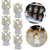 kryształowe aniołki wiszące złote, bombki zestaw 6szt w pudełku boże