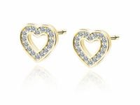 Delikatne pozłacane srebrne kolczyki serca serduszka heart białe cyrkonie srebro 925 Z1838EG