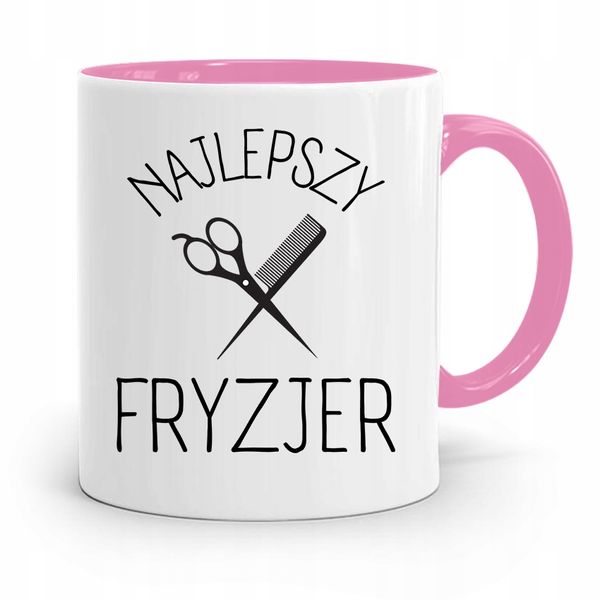 Kubek Różowy Dla Fryzjera Najlepszy Fryzjer Z Nadrukiem Ze Zdjęciem zdjęcie 1