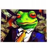 2 x Obraz 70x50 motywacyjny pepe żaba w garniturze art