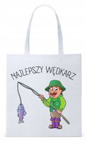 Dla Wędkarza Rybaka Torba Eco Biała Shopper Z Nadrukiem Ze Zdjęciem
