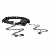 easytoys open ball gag black z regulowanymi zaciskami, 4,3 cm