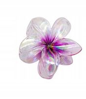 Piękna spinka klamra plastikowa kwiatek hawajski opalizujący fioletowy 8cm