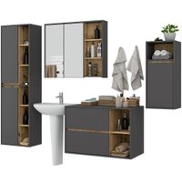 Zestaw mebli łazienkowych wiszących VAMI 4 szafki pojemny szary artisan