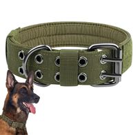 Taktyczna zielona obroża dla psa regulowana dwurzędowa XL psów