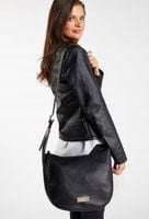 Torebka Damska DUŻA Listonoszka MONNARI CZARNA Złote LOGO Na Ramię