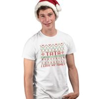 Tata - I love my family męska koszulka na prezent Biały XL T-shirt - męski
