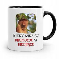 Kubek Czarny Nosacz Janusz Promocje W Biedrące Z Nadrukiem Ze Zdjęciem