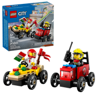 LEGO City Zestaw wyścigówek: pizza kontra wóz strażacki 60458