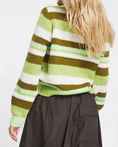 PIECES Zielony sweter w paski Fire & Glory S na Arena.pl