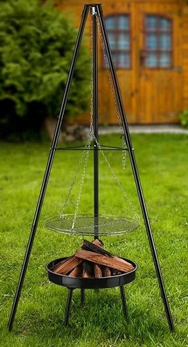 PALENISKO TRÓJNÓG GRILL OGRODOWY OGNISKOWY WISZĄCY DUŻY RUSZT CHROMOWANY 50 na Arena.pl