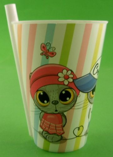 KUBEK ZE SŁOMKĄ DO NAPOJÓW DLA DZIECI 500 ML na Arena.pl