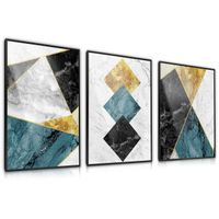 Zestaw 3x Plakat W Ramie MARMUR Wzory Geometryczne 30cm x 40cm