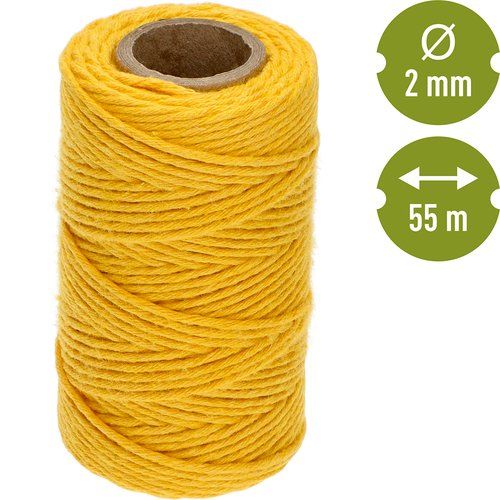 Sznurek bawełniany żółty 2mm/55 m/100 g na Arena.pl