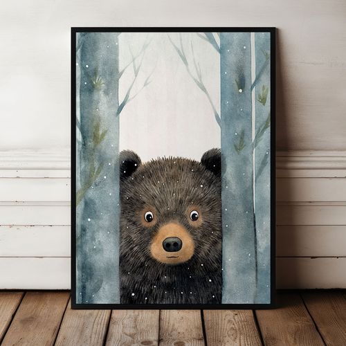 Plakat dla dziecka niedźwiadek 30x40 cm w czarnej ramie na Arena.pl