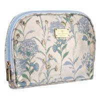 błękitno-beżowa kosmetyczka podróżna z materiału syntetycznego