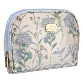 błękitno-beżowa kosmetyczka podróżna z materiału syntetycznego