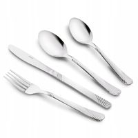 Zestaw SZTUĆCÓW ze stali NIERDZEWNEJ Srebrny KOMPLET 6os Tadar Erie 24 el