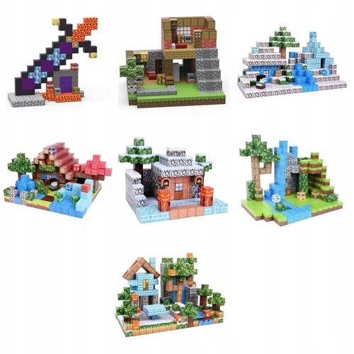 Klocki Magnetyczne Minecraft- Sześciany 128 szt. + Figurka i Karty- Mocne! na Arena.pl