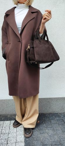 Torebka zamsz kuferek skóra naturalna brązowa czekoladowa espersso na Arena.pl