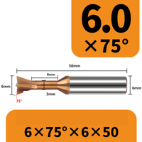 Frez 4-ostrzowy "jaskółczy ogon" dovetail VHM Rozmiar: 6×75°×50L
