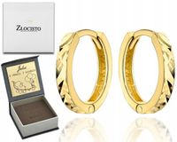 ZŁOTE KOLCZYKI KÓŁKA KÓŁECZKA MAŁE DIAMENTOWANE PREZENT 585 DLA KOBIETY