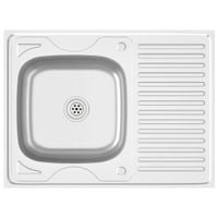 Zlew kuchenny z ociekaczem, srebrny, 800x600x155 mm, stal