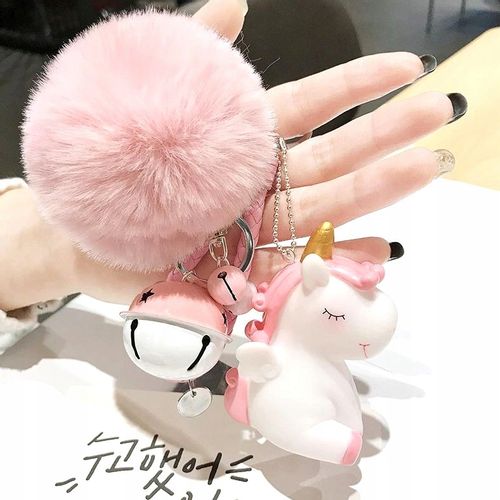 Brelok unicorn do kluczy torebki jednorożec pompon  B10_Różowy na Arena.pl