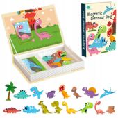 Układanka magnetyczna puzzle Montessori 64 el. dinozaury książka edukacyjna