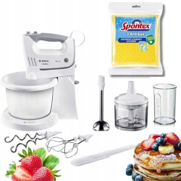 BOSCH MIKSER z misą MFQ36490 SIEKACZ BLENDER 450W MOCNY+ ŚCIERECZKI SPONTEX zdjęcie 1