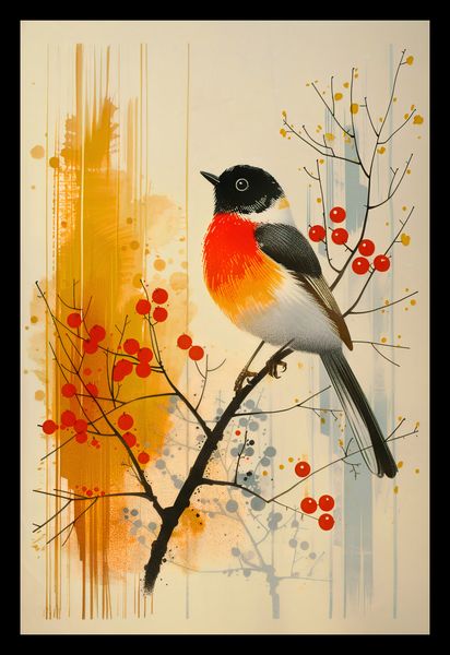 Plakat 20x30cm Jesienny Rudzik zdjęcie 2