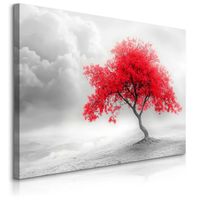 Obraz Na Płótnie Do Salonu Natura Czerwone Drzewo Abstrakcja 30cm x 20cm