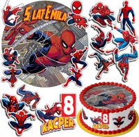 ZESTAW OPŁATEK NA TORT 30CM +17 POSTACI - SPIDER MAN + IMIĘ 24CM 26CM